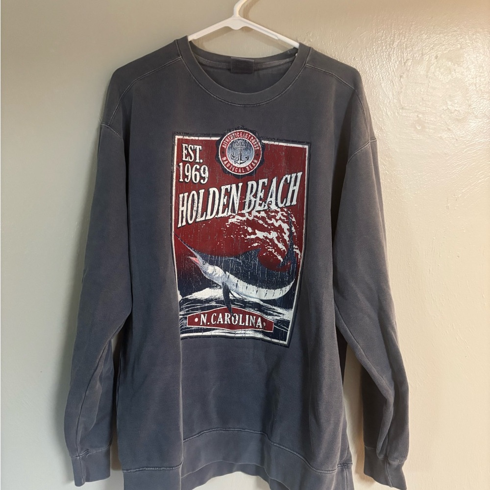 Comfort Colors Holden Beach Graphic Men's Crewneck Sweater - Gray